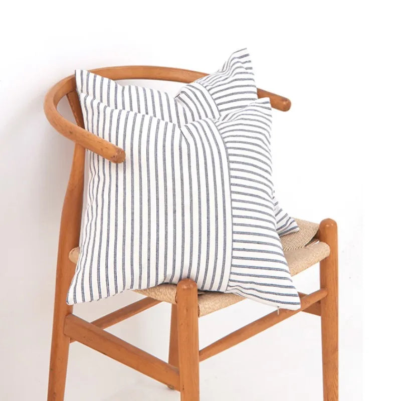Farmhouse Striped Patchwork Design Cushion Cover 18in x 18in