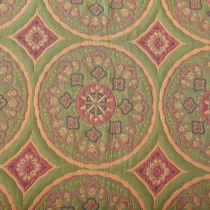 Stylish Geometric Mandala Bedspread in Green, Pink & Yellow - King- & Queensize