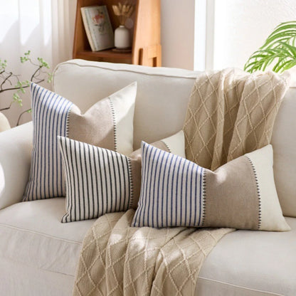 Cool Nordic Beige, Cream & Striped Cushion Covers - 2 Sizes