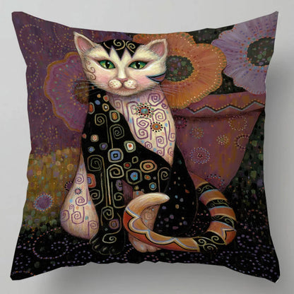 Arty Retro Cat Cushion Covers (Klimt) 18in x 18in (45cm x 45cm)