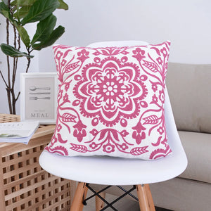 Pink Boho Mandala Embroidery Cushion Covers 45cmx45cm