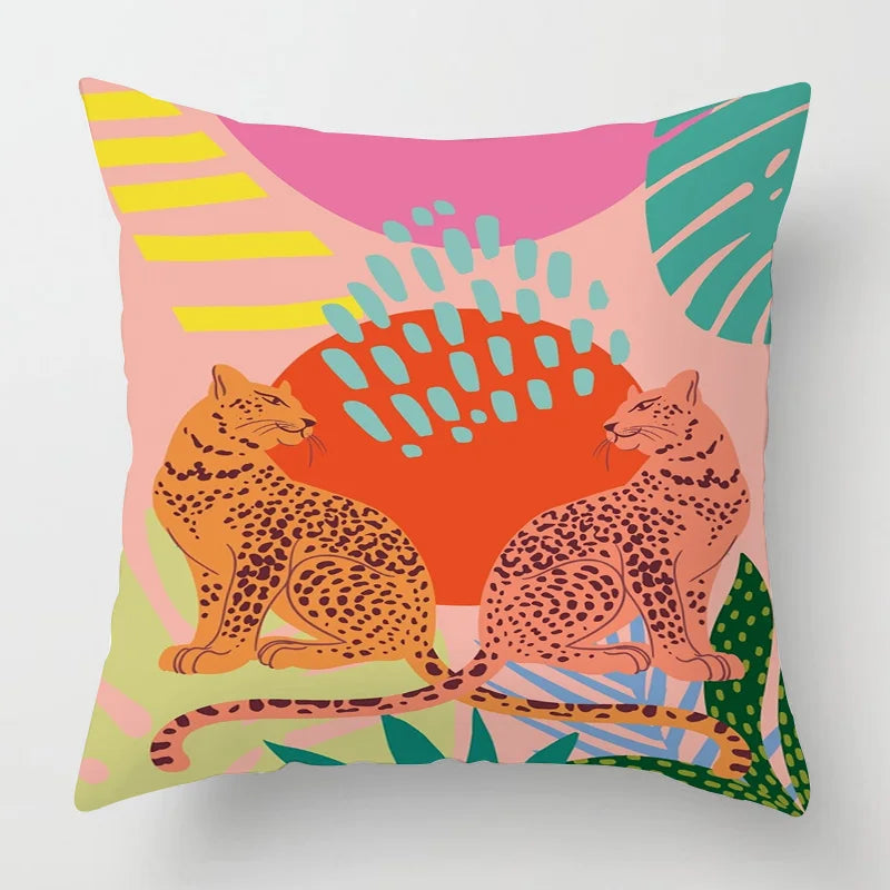 Colourful Abstract Art Leopard Printed Cushion Covers - 2 Sizes