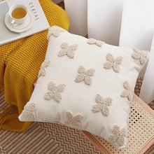 Cream Cute Tufted Floral Cushion Covers with Tassels