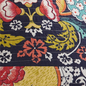 Colourful 100% Cotton Boho Floral Bedspreadset - 3 Pieces