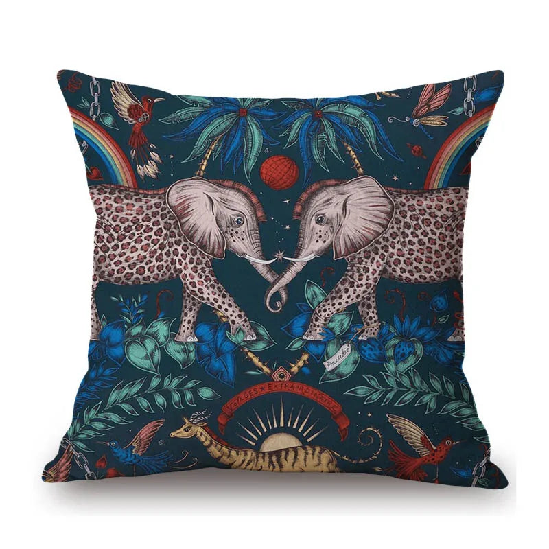 Jungle Style Leopard Spotted Elephant Cushion Covers