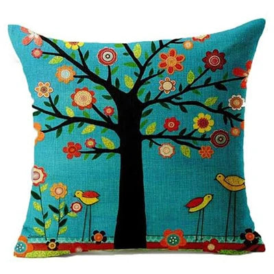 Turquoise Floral Tree of Life Cushion Covers 