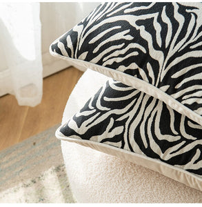Black and White Zebra Velvet Cushion Covers - 18in x 18in or 12in x 20in