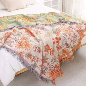Boho Pastel Cotton Bedspread / Sofa Throw - Kingsize