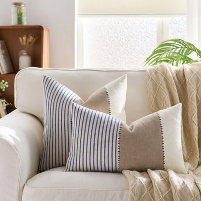 Cool Nordic Beige, Cream & Striped Cushion Covers - 2 Sizes