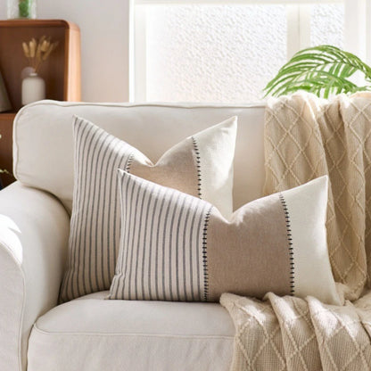Cool Nordic Beige, Cream & Striped Cushion Covers - 2 Sizes