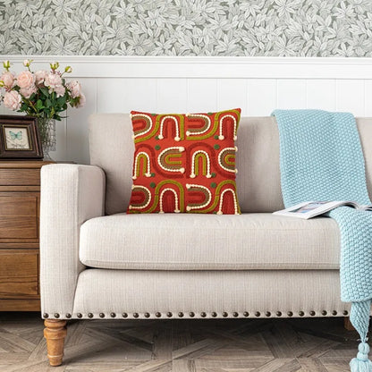 Boho Morroccan Tufted Embroidered Cushion Covers with Pompoms & Tassels