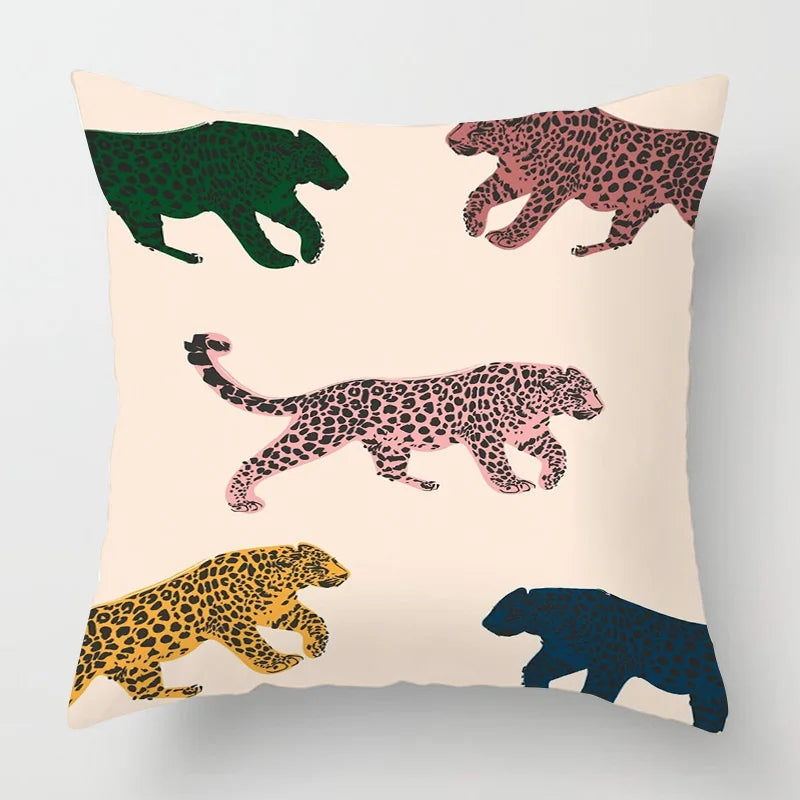 Colourful Abstract Art Leopard Printed Cushion Covers - 2 Sizes