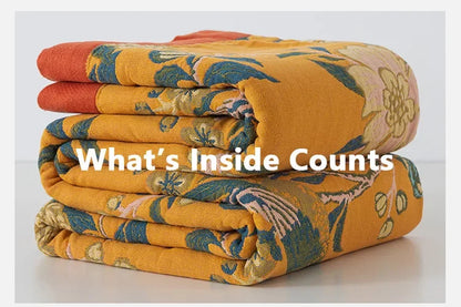 Yellow Retro Floral Bedspread / Sofathrow 100% Cotton - Kingsize & Queensize