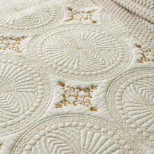 Premium Cream & Gold Embroidered Bedspreads Set - 3 Pieces