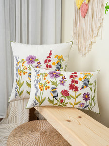 Birds & Floral Embroidered Cushion Covers