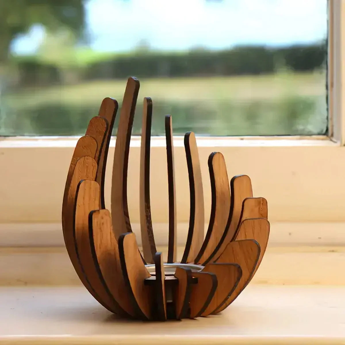 Cool Brown Wooden Spiral Candle Holder - Tea Light Lantern