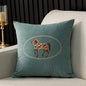 Soft Duckegg Cushion Covers With Brown Horse Embroidered on the Front 18in x 18in