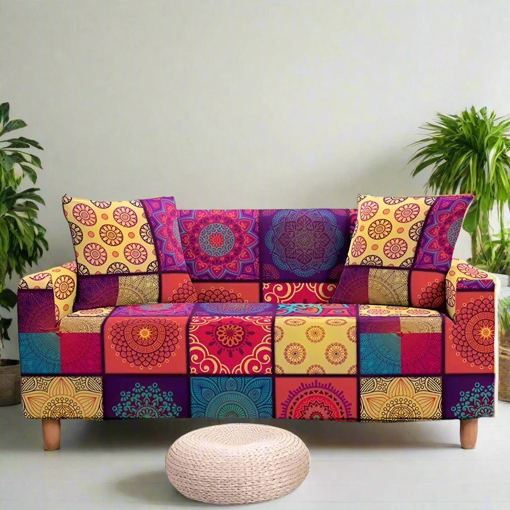 Boho Mandala Print Sofa Covers For 1 - 4 Seaters & L-Shaped Sofas