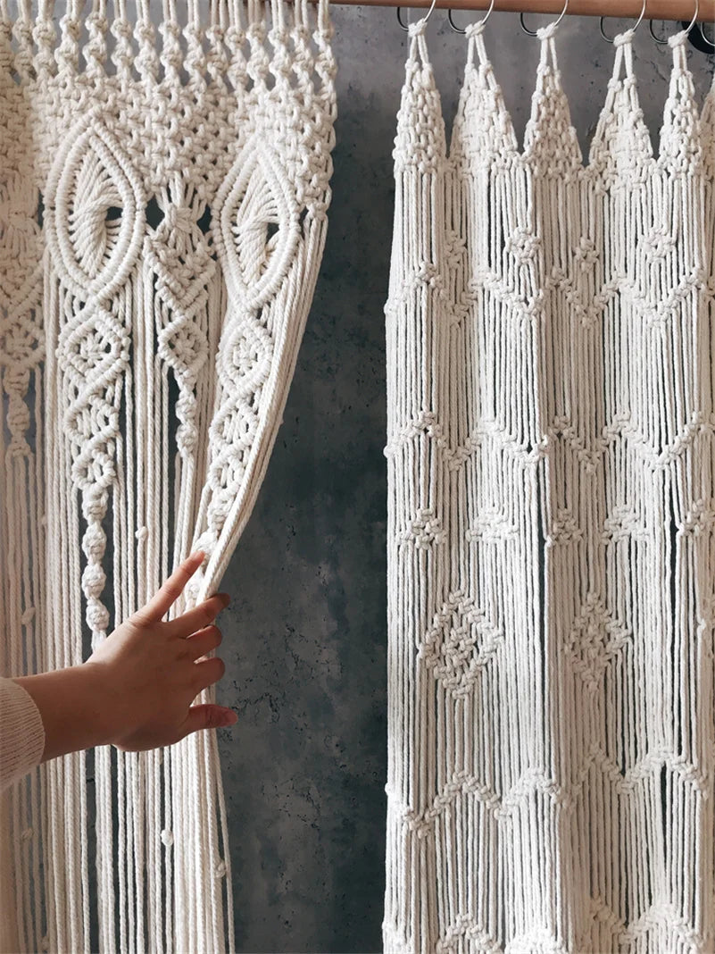 Handmade Cotton Boho Macrame Window or Door Curtains