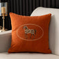 Soft Orange Cushion Covers With Brown Horse Embroidered on the Front 18in x 18in