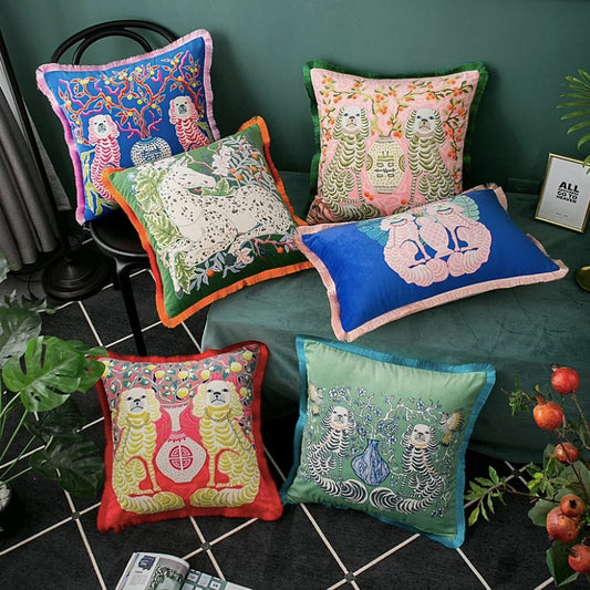 Premium Retro Animal Velvet Cushion Covers with Tassles - Limited edition