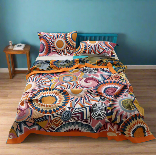 Geometric Colourful Boho Bedspread - Queen & Kingsize