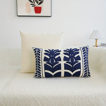 Cream & Navy Geometric Embroidered Cushion Covers - 3 Sizes