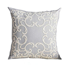 Grey Boho Floral Chain Embroidery Cushion Covers