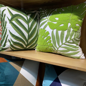 Green Cool 3D Embroidery Tropical Plant Cushion Covers
