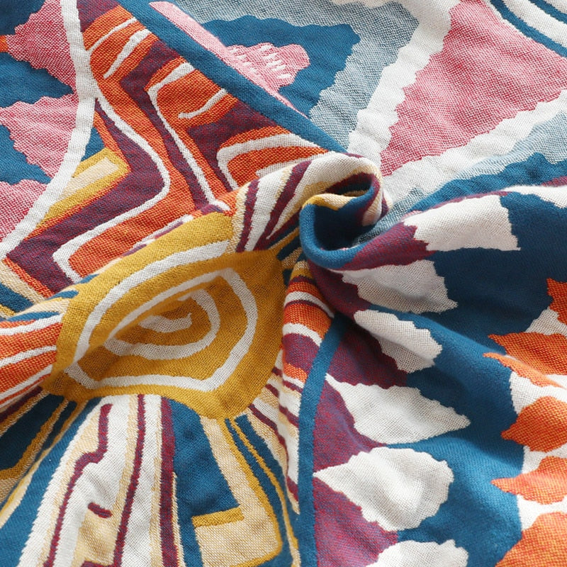 Geometric Colourful Boho Bedspread - Queen & Kingsize