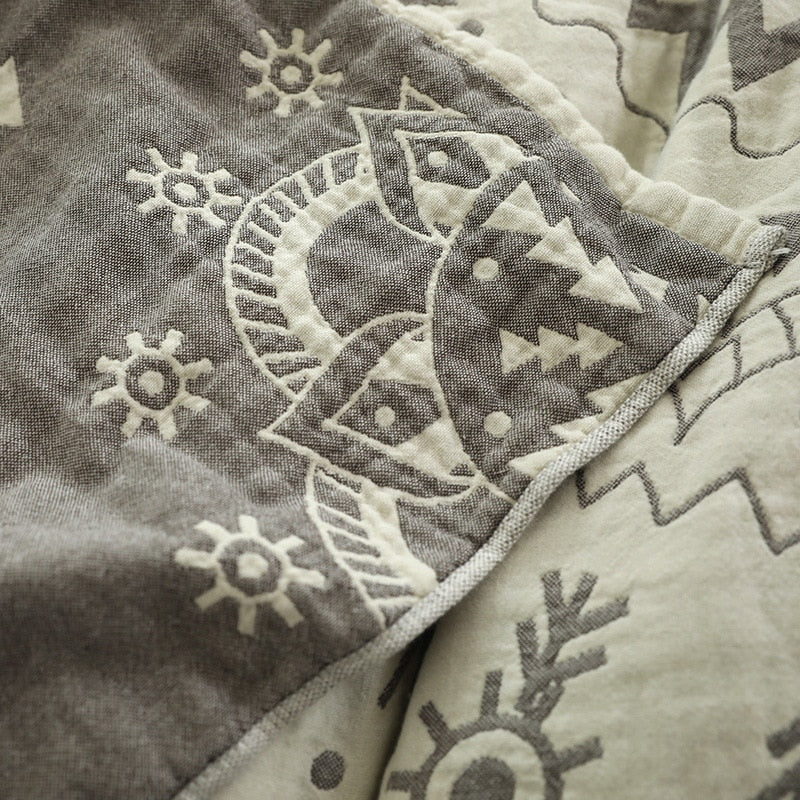 Boho Offwhite & Grey (or Red) Mandala Bedspread King & Queensize