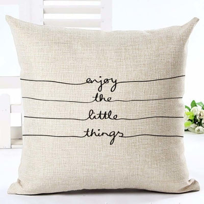 Cool Cotton Linen Cushion Covers in Cream With Quotes