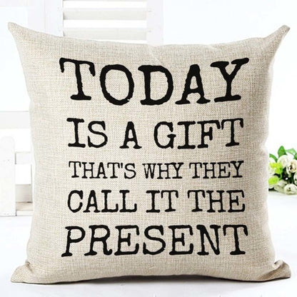 Cool Cotton Linen Cushion Covers in Cream With Quotes