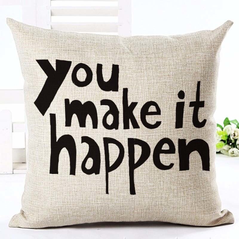 Cool Cotton Linen Cushion Covers in Cream With Quotes