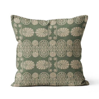 Green Gorgeous Vintage Floral Linen Cushion Covers - 18in x 18in