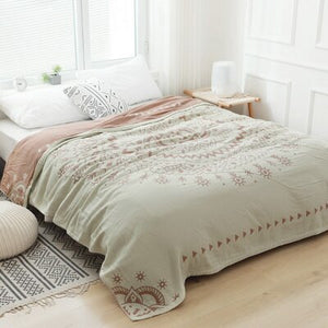 Boho Offwhite & Grey (or Red) Mandala Bedspread King & Queensize