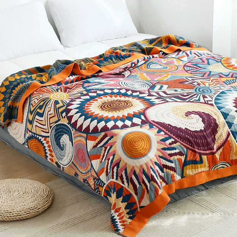Geometric Colourful Boho Bedspread - Queen & Kingsize