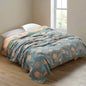 navy and orange reversible bedthrow with fruit print