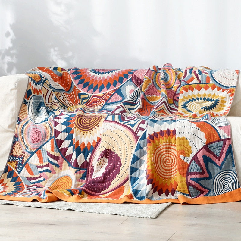 Geometric Colourful Boho Bedspread - Queen & Kingsize