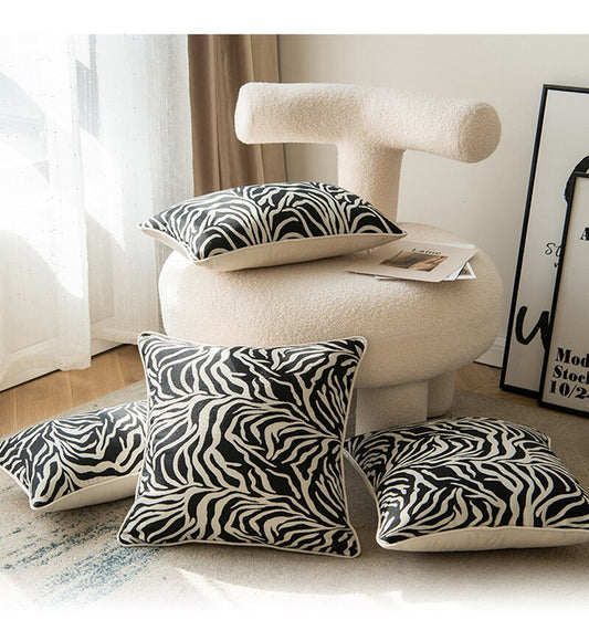 Black and White Zebra Velvet Cushion Covers - 18in x 18in or 12in x 20in