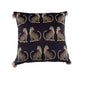 Black Stylish Leopard Printed Velvet Cushion Covers With Tassles