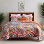 Colourful Quilted Paisley Cotton Bedspread - 3 Piece Set