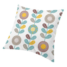 Orla Kiely Inspired Floral Print White Cushion Covers - 18in, 20in, 24in