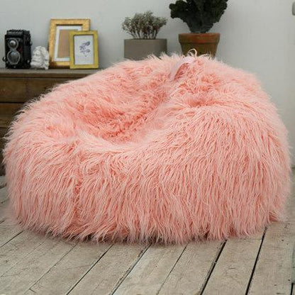 rose faux fur bean bag