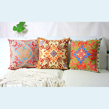 Boho Ethnic Floral Embroidery Cushion Covers 18in x 18in