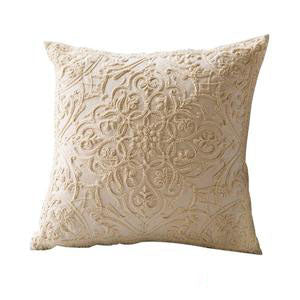 Cream Boho Floral Chain Embroidery Cushion Covers