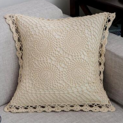 Cream & White Cotton Crochet Cushion Covers (Some With Tassles)