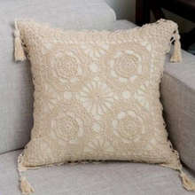 Cream & White Cotton Crochet Cushion Covers (Some With Tassles)