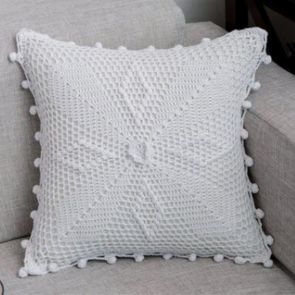 Cream & White Cotton Crochet Cushion Covers (Some With Tassles)