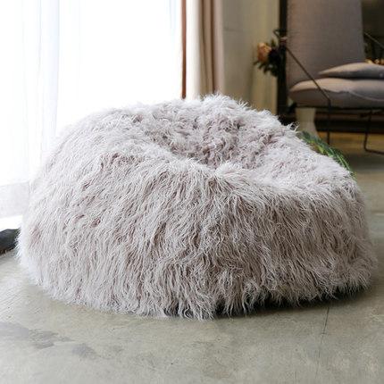 grey faux fur bean bag